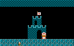 A glitch level from Super Mario Bros. showing a malformed castle.