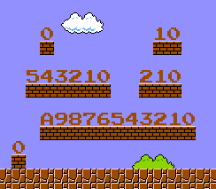 A variety of rows of brick blocks of different sizes, with the column index of each tile notated.