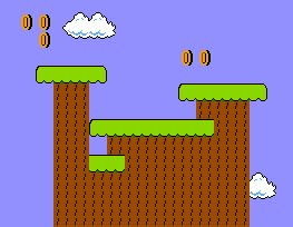 Various tree platforms with some of their ends chopped off and overwritten with other tree platforms' trunks