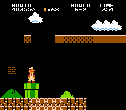 A screenshot of level 6-2 from Super Mario Bros. showing a single brick block on the left side of the screen