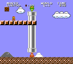 A screenshot of level D-1 from All Night Nippon: Super Mario Bros. but it's actually the ending section of level D-2