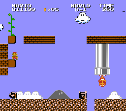 A screenshot of level D-1 from All Night Nippon: Super Mario Bros. showing a vine coming out of a block