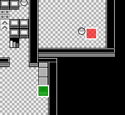 Map showing where the hidden item is in red, and where the ItemFinder thinks the item is in green