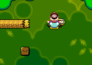 Puffy Mario holding a visible P-balloon