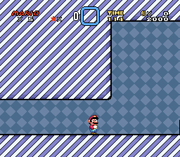 Mario interacting with and jumping off of the switch palace corner