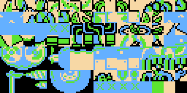Four animation frames of some of Super Mario Bros. 3's overworld graphics
