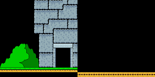 The raw tilemap of the castle intro cutscene level; the ledge is split in half and part of it is out of bounds