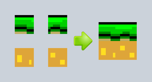 The ledge metatile made up of the same four tiles, except they look worse since the shadow is forced into the upper 8x8 tiles