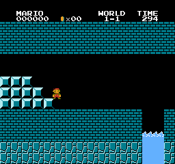 A castle glitch level but underground; the starting staircase down is made of square blocks while the rest is made of normal bricks