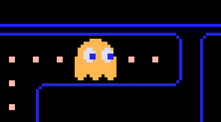 Clyde running into a dead end in a made up maze