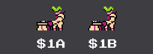 Two sprites of Samus's arm moving