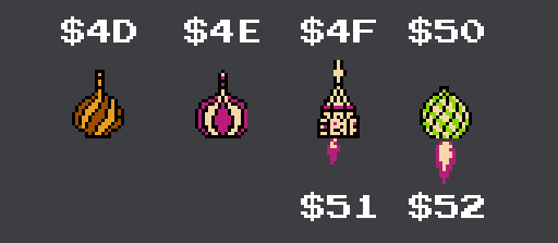 Four sprites for four of the domes of the cathedral, as well as two more fire sprites